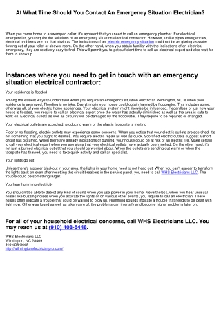 At What Time Should You Contact An Emergency Situation Electrical contractor?