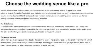 Choose the wedding venue like a pro
