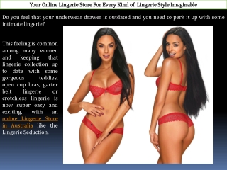 Online Lingerie Store in Australia - Lingerie Seduction