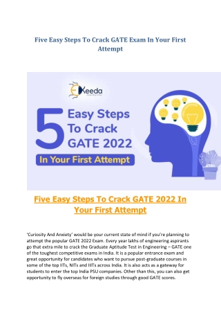 Five Easy Steps To Crack GATE Exam In Your First Attempt