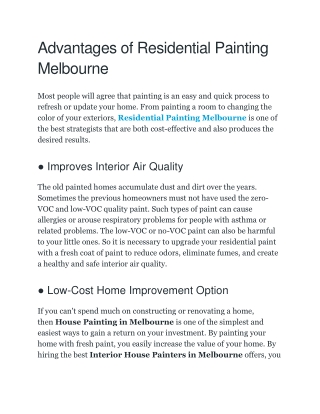 Residential Painting Melbourne