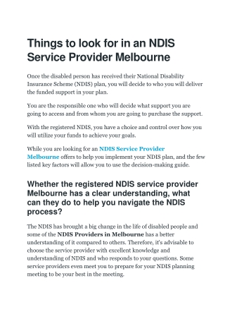 NDIS Service Provider Melbourne