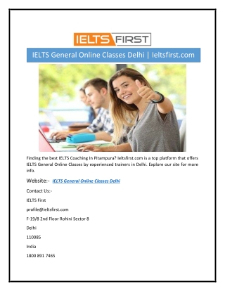 IELTS General Online Classes Delhi  Ieltsfirst.com