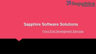 Front End Development Services - Sapphire Software Solutions