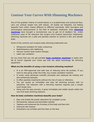 Contour Your Curves With Slimming Machines