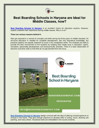 Best Boarding Schools in Haryana are Ideal for Middle Classes, how