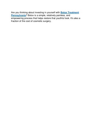 Botox Treatment Pennsylvania