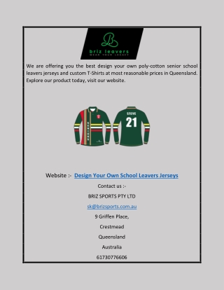 Design Your Own School Leavers Jerseys | Brizleavers.com.au