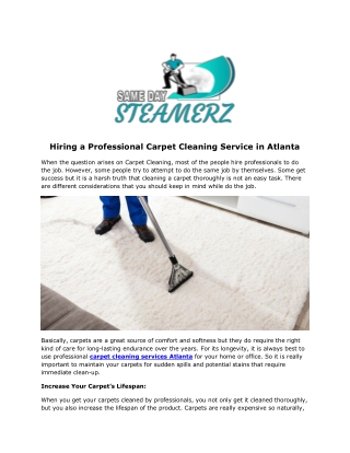 Hiring a Professional Carpet Cleaning Service in Atlanta