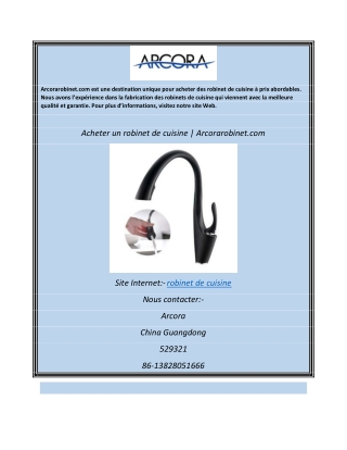 Acheter un robinet de cuisine  Arcorarobinet.com