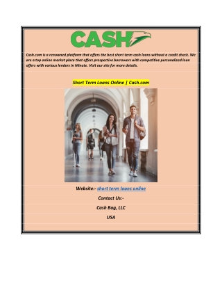 Short Term Loans Online  Cash.com