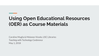Using Open Educational Resources (OER) as Course Materials