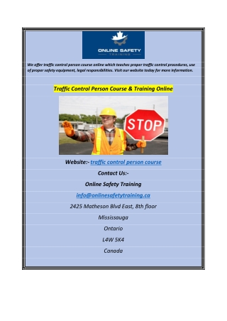 Traffic Control Person Course & Training Online