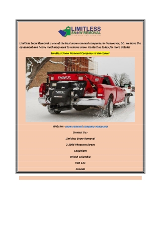 Limitless Snow Removal Company in Vancouver