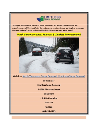 North Vancouver Snow Removal  Limitless Snow Removal