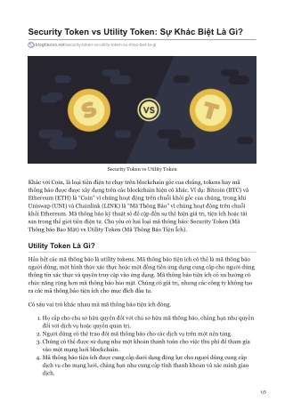 Security Token vs Utility Token: Sự Khác Biệt Là Gì?