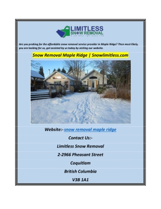Snow Removal Maple Ridge Snowlimitless.com