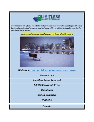 commercial snow removal vancouver  snowlimitless.com