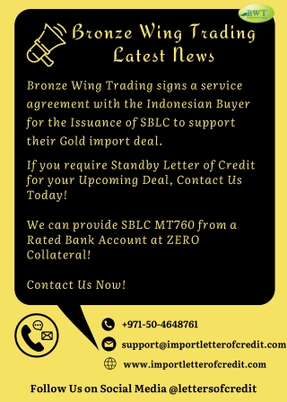 Bronze Wing Trading News: Financial SBLC – SBLC Providers