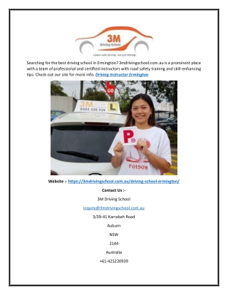 Driving Instructor Ermington  3mdrivingschool.com.au