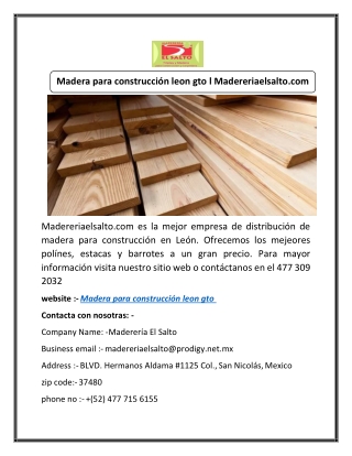 Madera para construcción leon gto l Madereriaelsalto.com