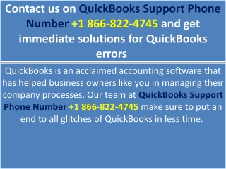 Contact us on QuickBooks Support Phone Number 1 866-822-4745