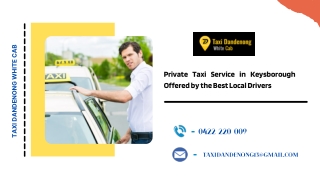 Private Taxi Service in Keysborough Offered by the Best Local Drivers