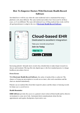 How To Empower Doctors With Electronic Health Record Software