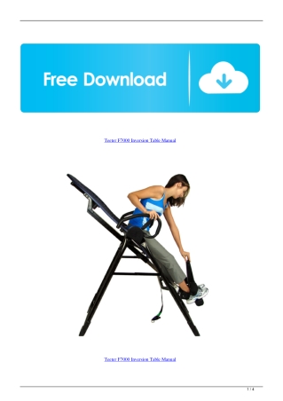 Teeter F7000 Inversion Table Manual