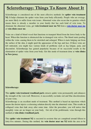 Sclerotherapy Things To Know About It