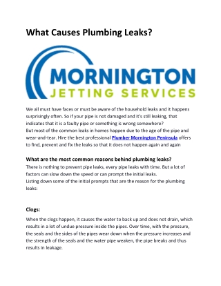 What Causes Plumbing Leaks?