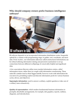 Why should company owners prefer business intelligence software?
