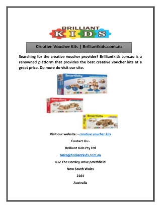 Creative Voucher Kits | Brilliantkids.com.au