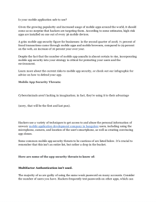 Mobile App Security Threats and Best Practices