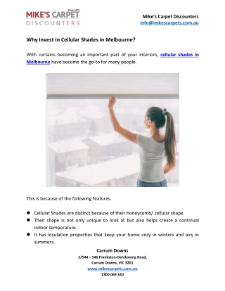 Why Invest in Cellular Shades in Melbourne