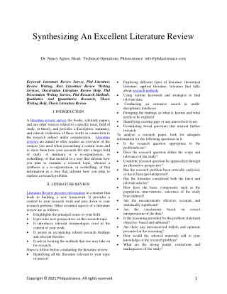 Synthesizing an Excellent Literature Review - Phdassistance