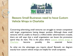 Reasons Small Businesses need to have Custom Vehicle Wraps in Charlotte