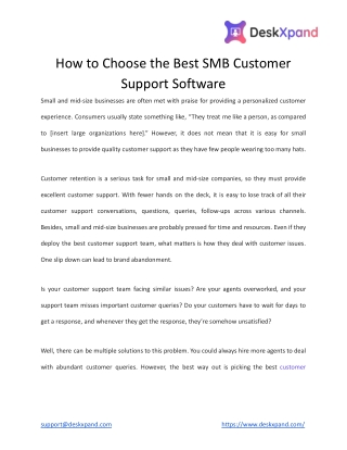 How to Choose the Best SMB Customer Support Software