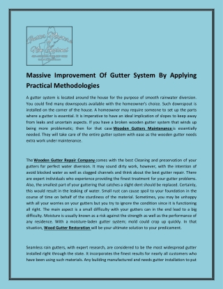 Massive Improvement of Gutter System by Applying Practical Methodologies
