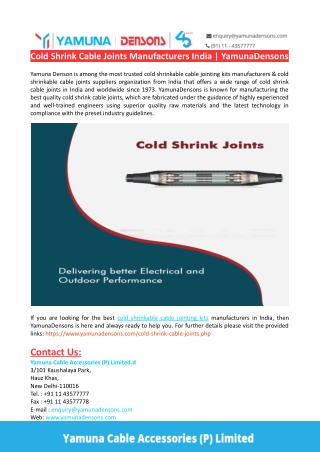 Cold Shrink Cable Joints Manufacturers India