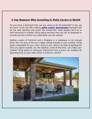 Is it a good idea to invest in patio covers?