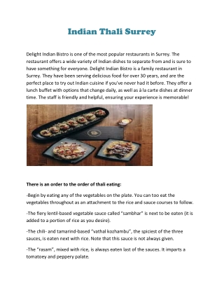 Indian Thali Surrey