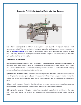 Choose the Right Sticker Labelling Machine for Your Company