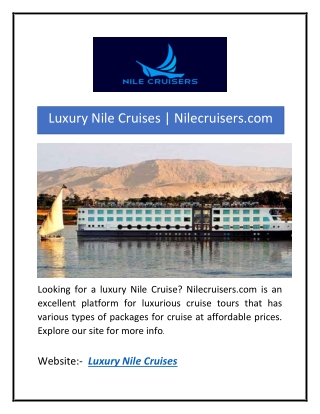 Luxury Nile Cruises | Nilecruisers.com