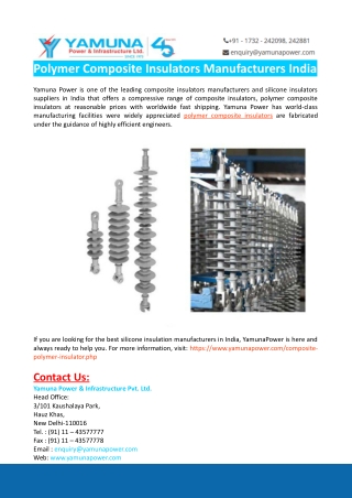 Polymer Composite Insulators Manufacturers India