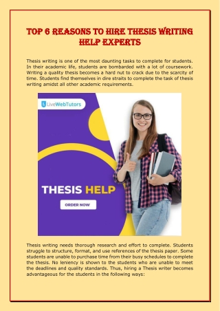 Top 6 Reasons to Hire Thesis Writing Help Experts
