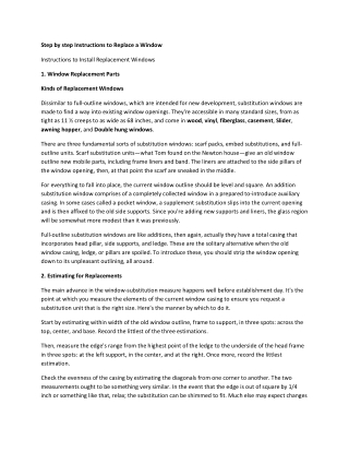 Step by step Instructions to Replace a Window