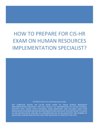 How to Prepare for CIS-HR exam on Human Resources Implementation Specialist?