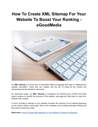 How To Create XML Sitemap For Your Website To Boost Your Ranking - eGoodMedia