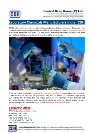 Laboratory Chemicals Manufacturers India-CDHFineChemical